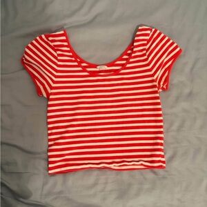 Red and White Striped Holiday Crop Top Christmas